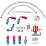 Universal Red Adjustable Fuel Pressure Regulator Kit Oil 0-100psi Gauge -6AN - 圖片 5