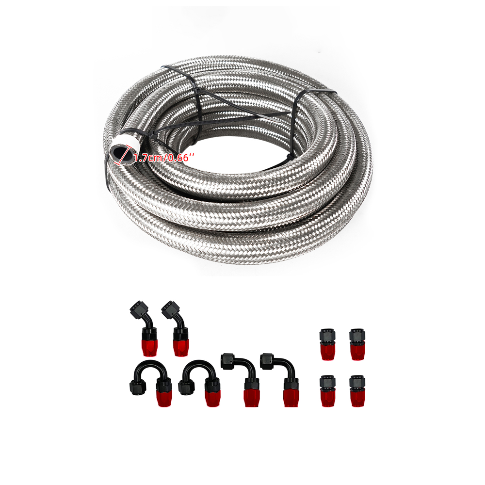 5_6bd18bd6-8bc3-4c18-9c74-c0ee2de7acf7 10/16/20FT 10AN CPE Fuel line Hose Braided Nylon Stainless Steel Oil Gas - Image 1