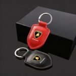 Lamborghini Crest Emblem Genuine Leather Keychain - 圖片 3