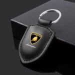 Lamborghini Crest Emblem Genuine Leather Keychain - 圖片 2