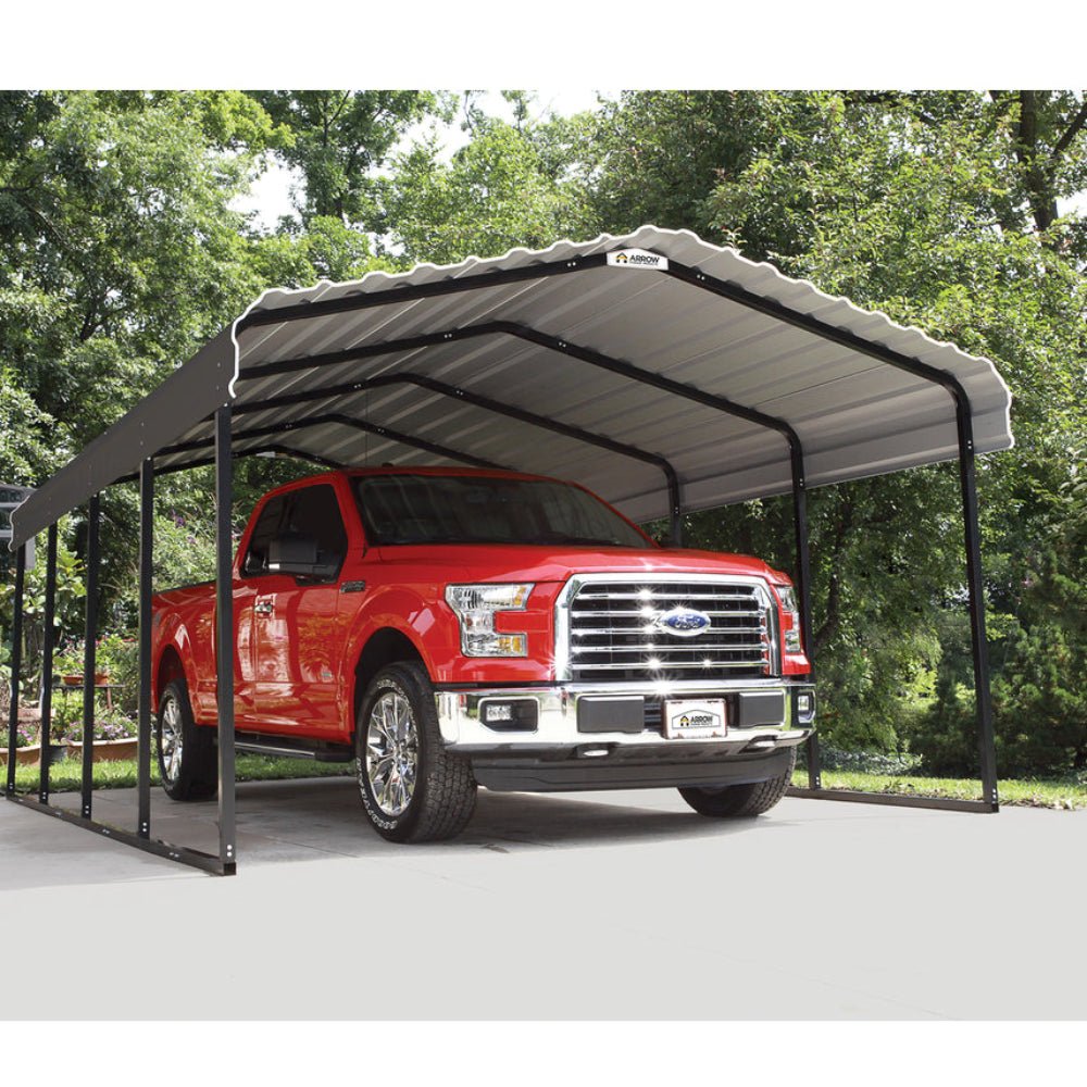 CPHC122007_4.jpg 10x20ft Metal Carport Canopy with Galvanized Gable Roof - Сурет 1