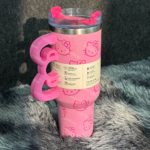 40oz Pink Bow-shaped handle Kitty Tumbler - Ảnh 2